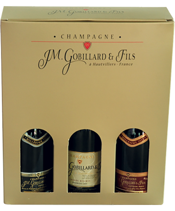 coffret dégustation 3 bouteilles champagne Gobillard